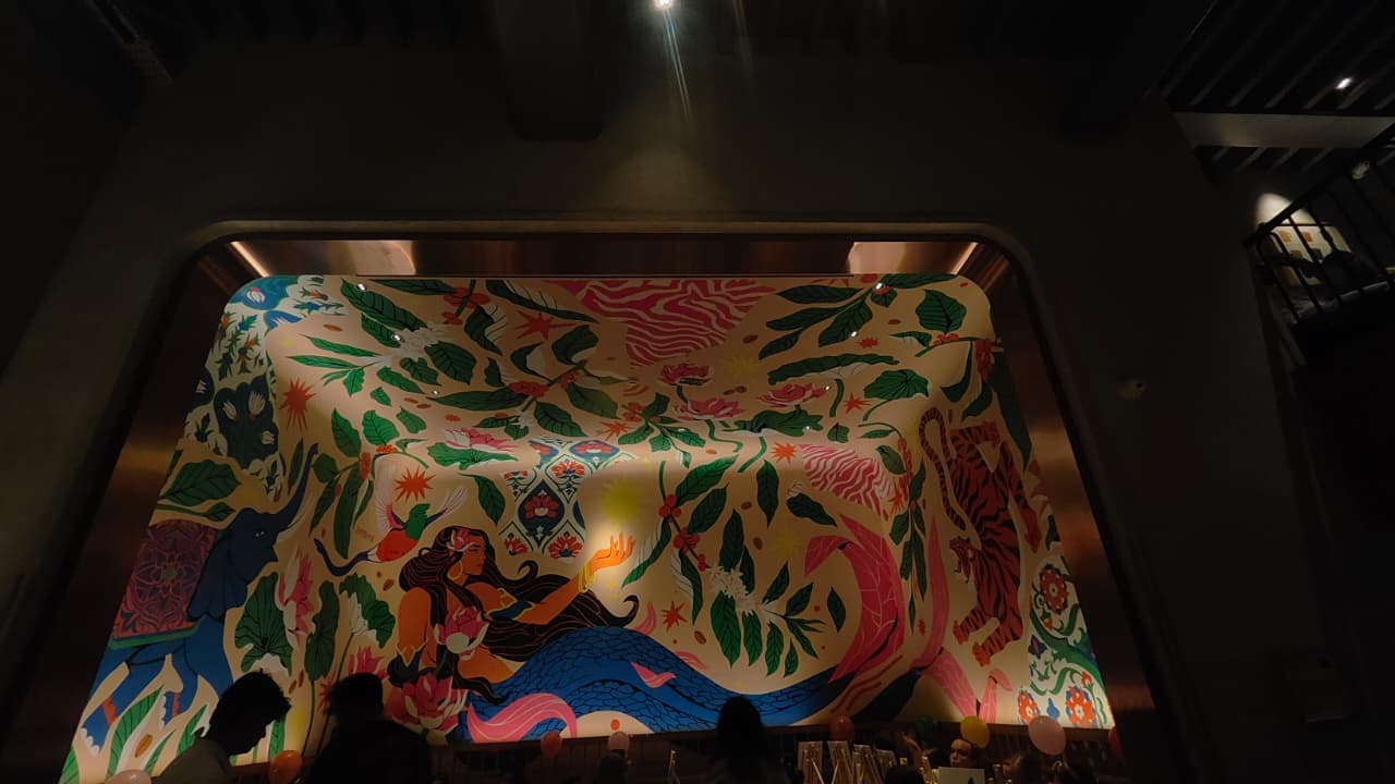 Art installation inside India's first Starbucks Reserve at Elphinstone Building, Fort Mumbai